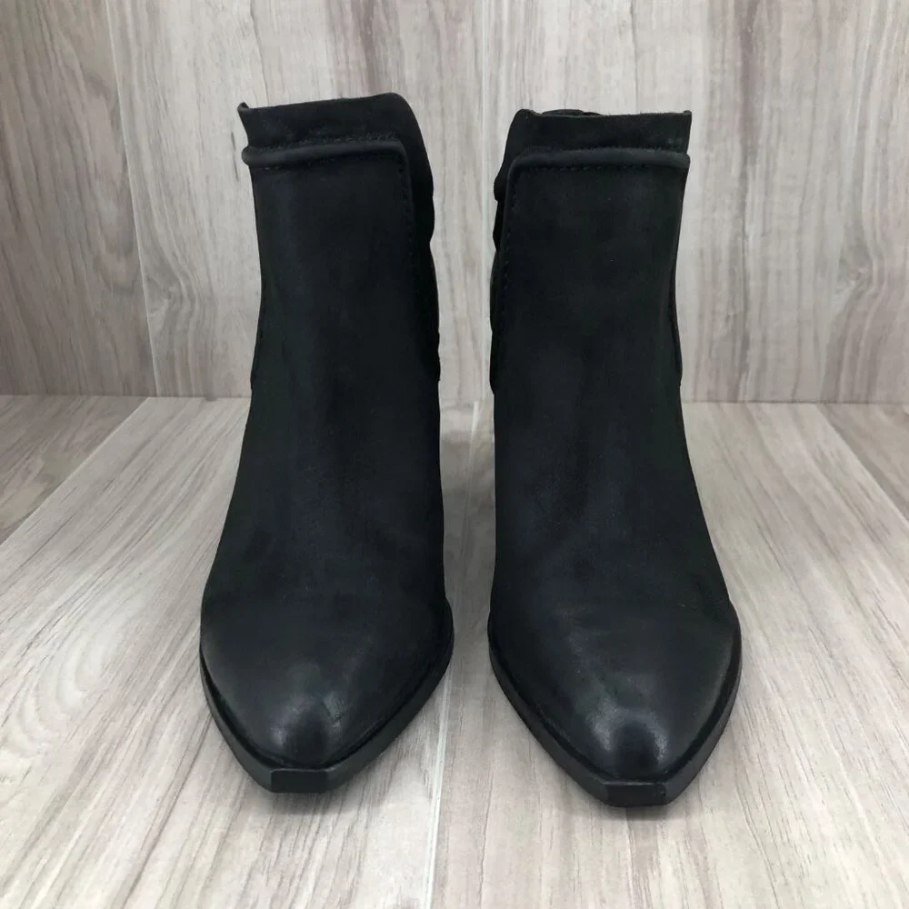 Crevo Ankle Boots Womens 7 Kazzee Black Nubuck Leather Slip On Chelsea Booties